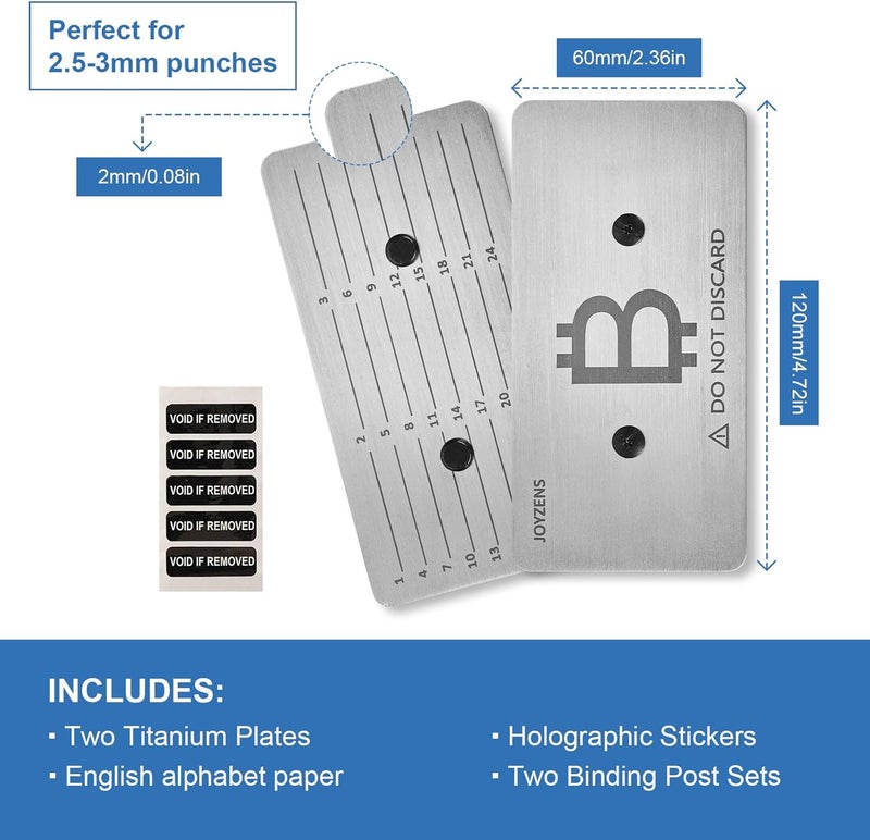 JOYZENS Seed Phrase Storage Kit - Metal Backup Plates, Bitcoin & Crypto Wallet Cold Storage, Tamper-Evident Design (2-Plates) (Double Plate) - Image 2